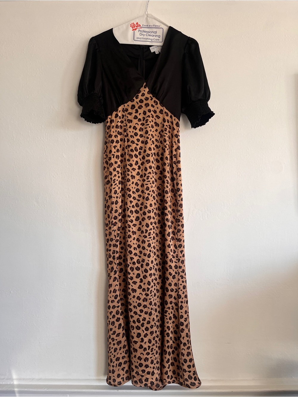 Never Fully Dressed Leopard Print Satin Slip Dress with Black Bodice - Picture 2 of 6